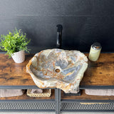 Rustic Green Onyx Bathroom Vessel Sink | Luxury Sink | Unique Hand Carved Onyx Vanity Sink – Natural Stone