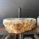 Rustic Green Onyx Bathroom Vessel Sink | Luxury Sink | Unique Hand Carved Onyx Vanity Sink – Natural Stone Bathroom Sink