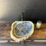 Rustic Green Onyx Bathroom Vessel Sink | Luxury Sink | Unique Hand Carved Onyx Vanity Sink – Natural Stone Bathroom Sink