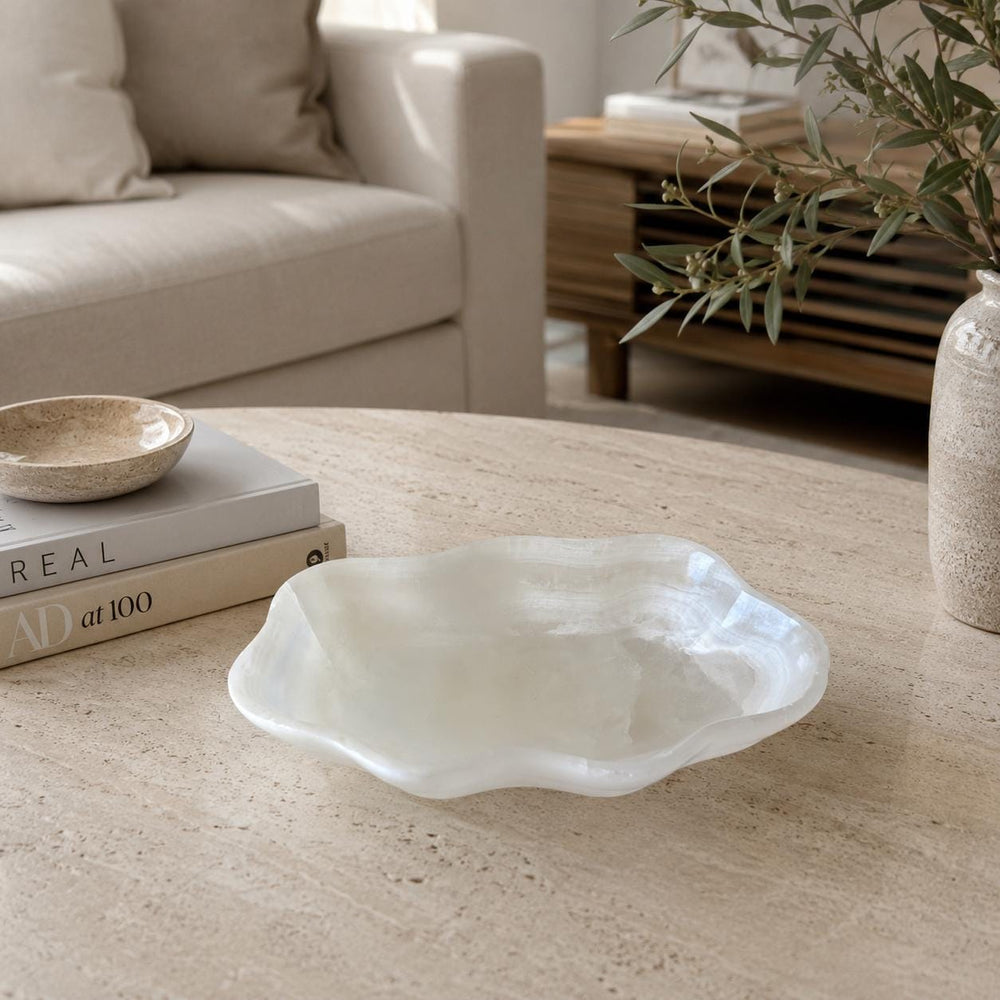 Translucent Onyx Stone Bowl | Decorative Handmade Catchall Bowl for Keys, Jewelry, Coins | Natural Stone Home Decor | Home Decor