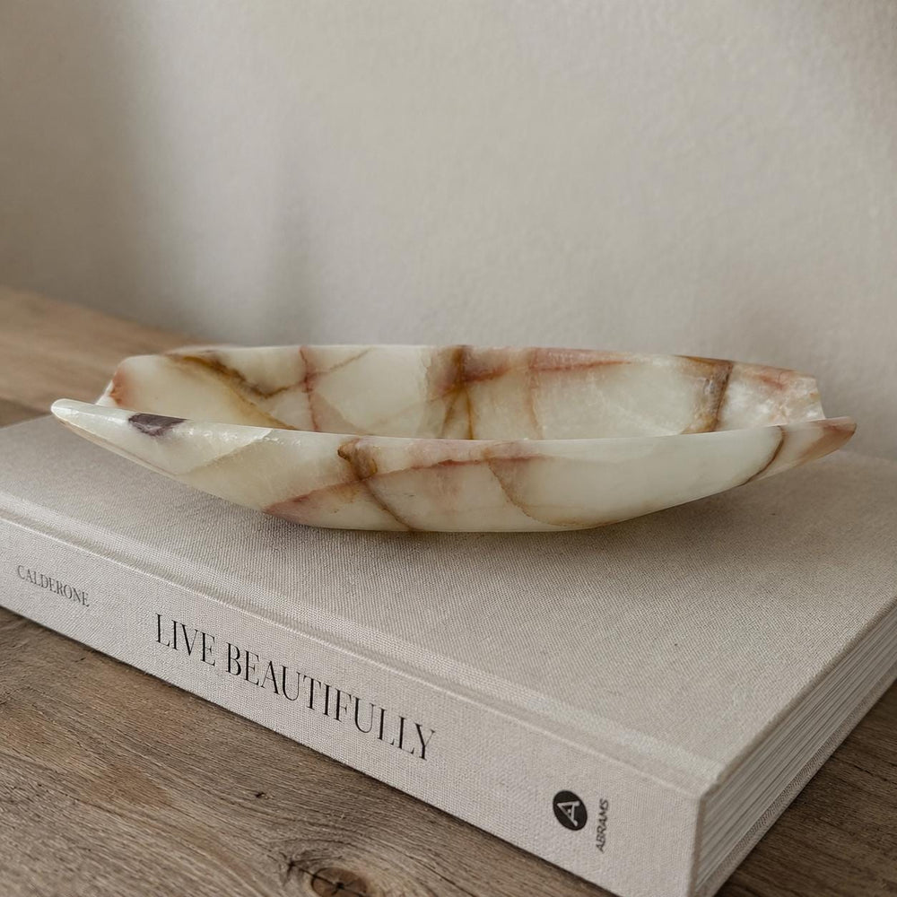 Natural Onyx Canopy Bowl – Luxury Stone Centerpiece, Minimalist Coffee Table Decor, Modern Organic Home Accent