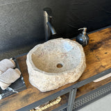 River Stone Sink | Handmade Natural Stone Over the Counter Sink