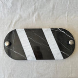 Striped Marble Serving Board with Handles – Modern Kitchen & Entertaining Tray | Charcuterie Board | Handcrafted Natural Stone Serving Tray
