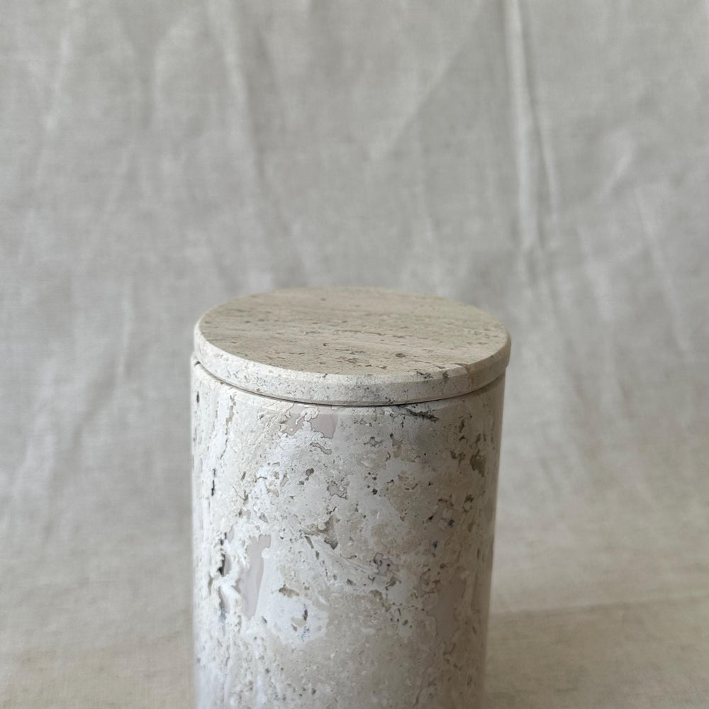 Travertine Bathroom Set-5 Piece Handmade Luxury Bath Accessories, Soap Dispenser, Tray, Toothbrush Holder, Cotton Swab Holder, Cotton Round