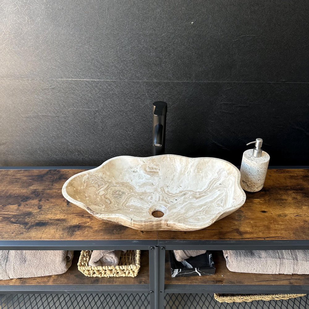 Beige Onyx Sink | Natural Stone Sink | Bathroom Vessel Sink | Handmade Vanity Sink | Earthy Toned Luxury Basin | Bowl Sink | Wabi Sabi
