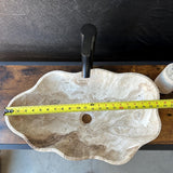 Lavabo de Ónix Beige | Lavabo de Piedra Natural | Lavabo Vessel de Baño | Lavabo de Tocador Hecho a Mano | Palangana de Lujo en Tonos Terrosos | Lavabo Tipo Cuenco | Wabi Sabi