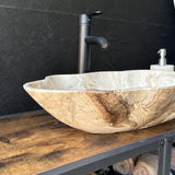 Beige Onyx Sink | Natural Stone Sink | Bathroom Vessel Sink | Handmade Vanity Sink | Earthy Toned Luxury Basin | Bowl Sink | Wabi Sabi
