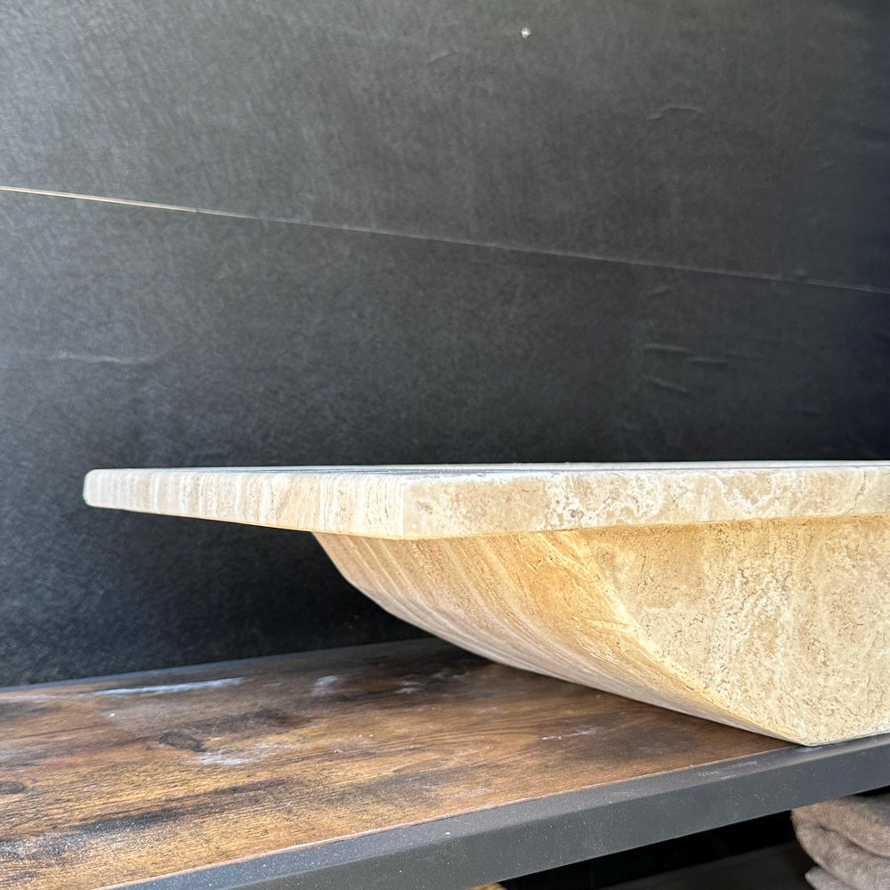 Travertine Stone Vanity Top | Natural Rock Bathroom Sink | Handmade Modern Vanity Basin | One of a Kind Stone Sink | Wabi Sabi