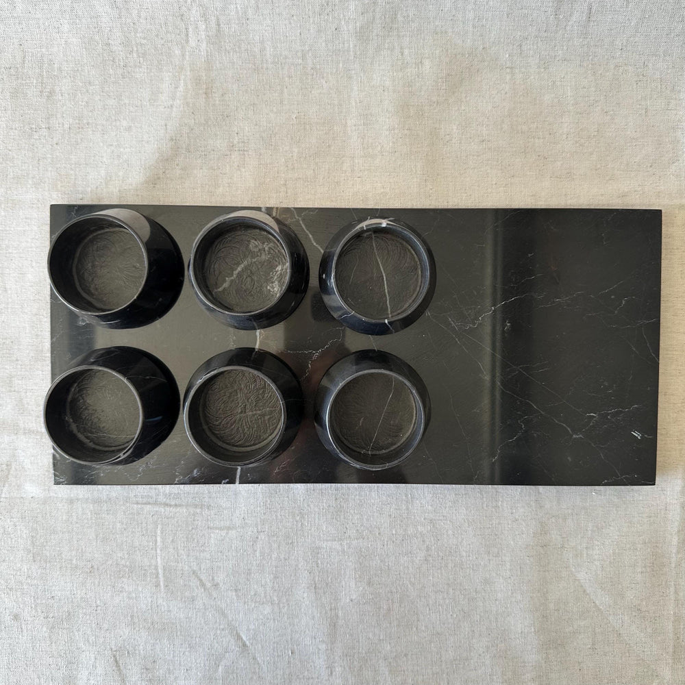 Black Marble Tequila Set | Handmade Mezcalero Set, Luxury Stone Shot Glass Set, Bar Decor, Unique Gift for Him