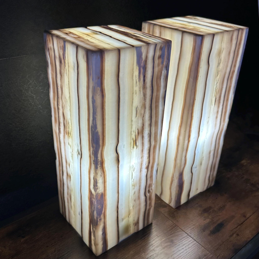 Handmade Pair of Onyx Table Lamps | Luxury Bedside Table Lamp | High End Bedside Decor | Modern Elegant Home Lighting