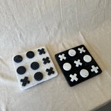 Marble Tic Tac Toe Game | Black & White Stone Board Game | Modern Coffee Table Decor | Handmade Luxury Gift | Minimalist Home Decor