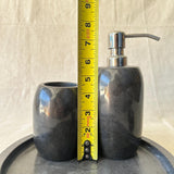 Black Marble Bathroom Set – 4 Piece Handmade Luxury Bath Accessories, Soap Dispenser, Tray, Toothbrush Holder, Soap Dish/Jewelry Dish