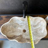 Lavabo de Ónix Beige | Lavabo de Piedra Natural | Lavabo Vessel de Baño | Lavabo de Tocador Hecho a Mano | Palangana de Lujo en Tonos Terrosos | Lavabo Tipo Cuenco | Wabi Sabi