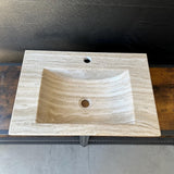 Travertine Stone Vanity Top | Natural Rock Bathroom Sink | Handmade Modern Vanity Basin | One of a Kind Stone Sink | Wabi Sabi