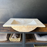Travertine Stone Vanity Top | Natural Rock Bathroom Sink | Handmade Modern Vanity Basin | One of a Kind Stone Sink | Wabi Sabi