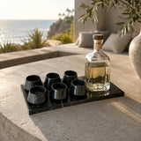 Black Marble Tequila Set | Handmade Mezcalero Set, Luxury Stone Shot Glass Set, Bar Decor, Unique Gift for Him