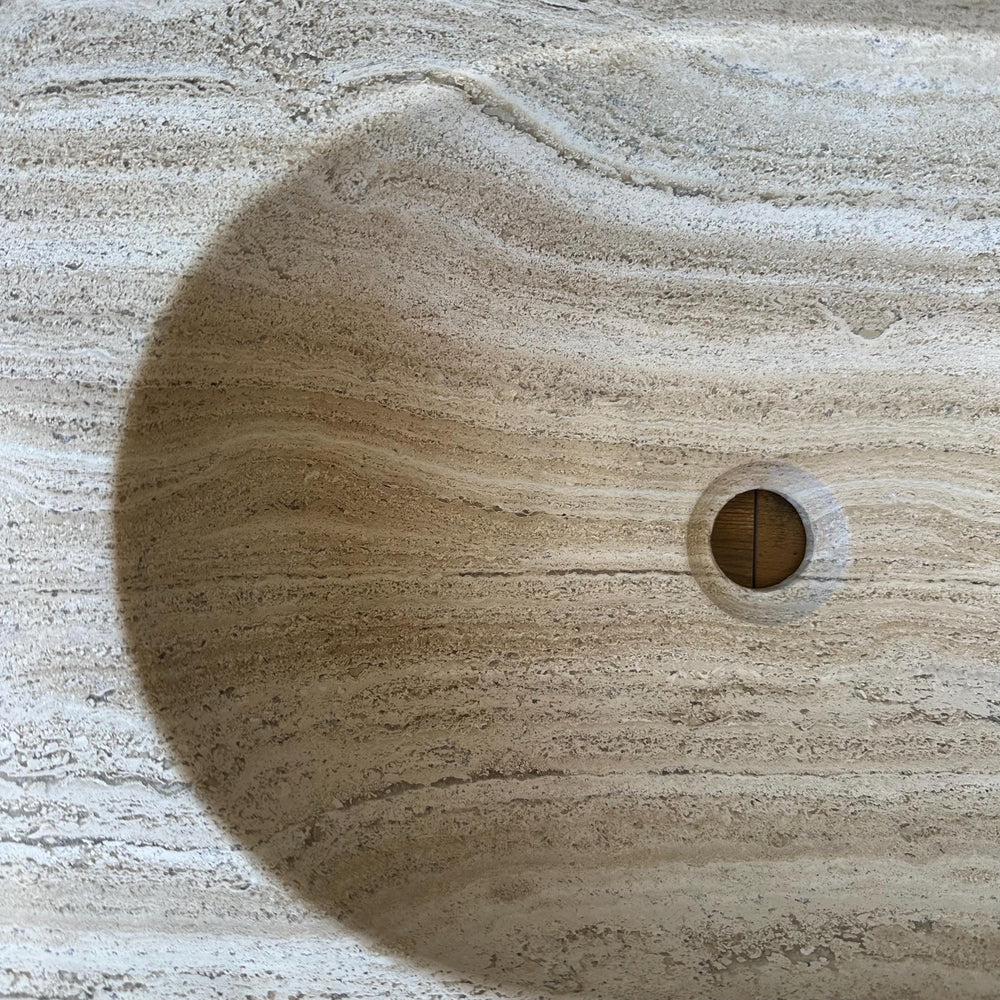 Travertine Stone Vanity Top | Natural Rock Bathroom Sink | Handmade Modern Vanity Basin | One of a Kind Stone Sink | Wabi Sabi