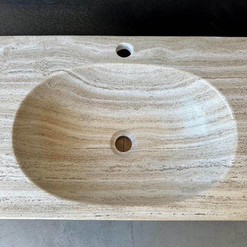 Travertine Stone Vanity Top | Natural Rock Bathroom Sink | Handmade Modern Vanity Basin | One of a Kind Stone Sink | Wabi Sabi