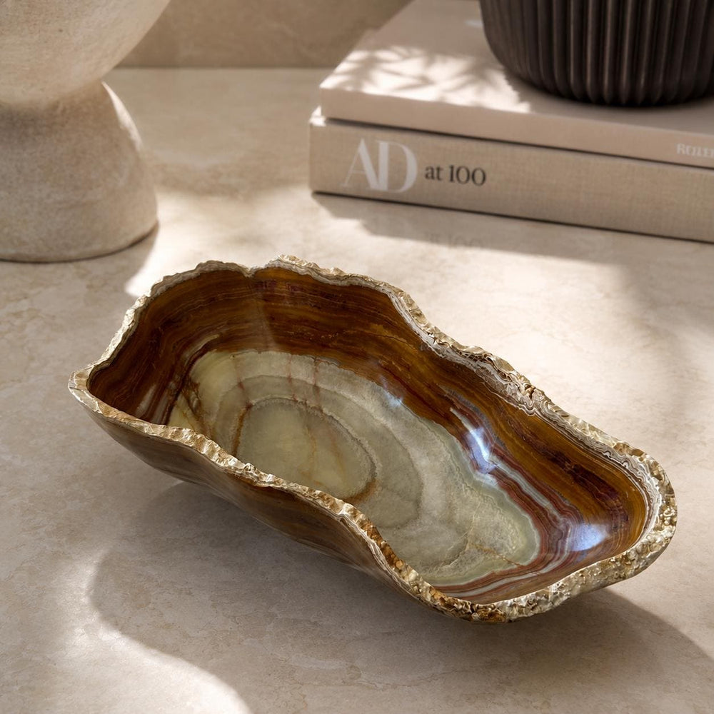 Handmade Live Edge Green Onyx Bowl – Luxury Natural Stone Catchall, Decorative Centerpiece | Key Holder, Jewelry Holder, Accent Piece