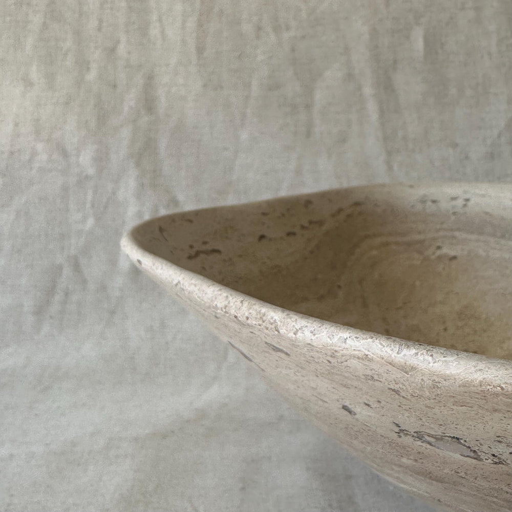 Luxury Marble or Travertine Bowl – Irregular Natural Stone Centerpiece | Handmade Matte Decorative Bowl