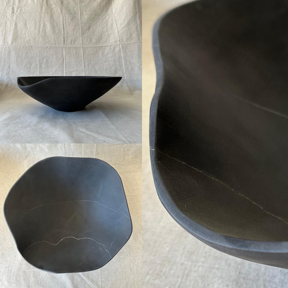 Luxury Marble or Travertine Bowl – Irregular Natural Stone Centerpiece | Handmade Matte Decorative Bowl