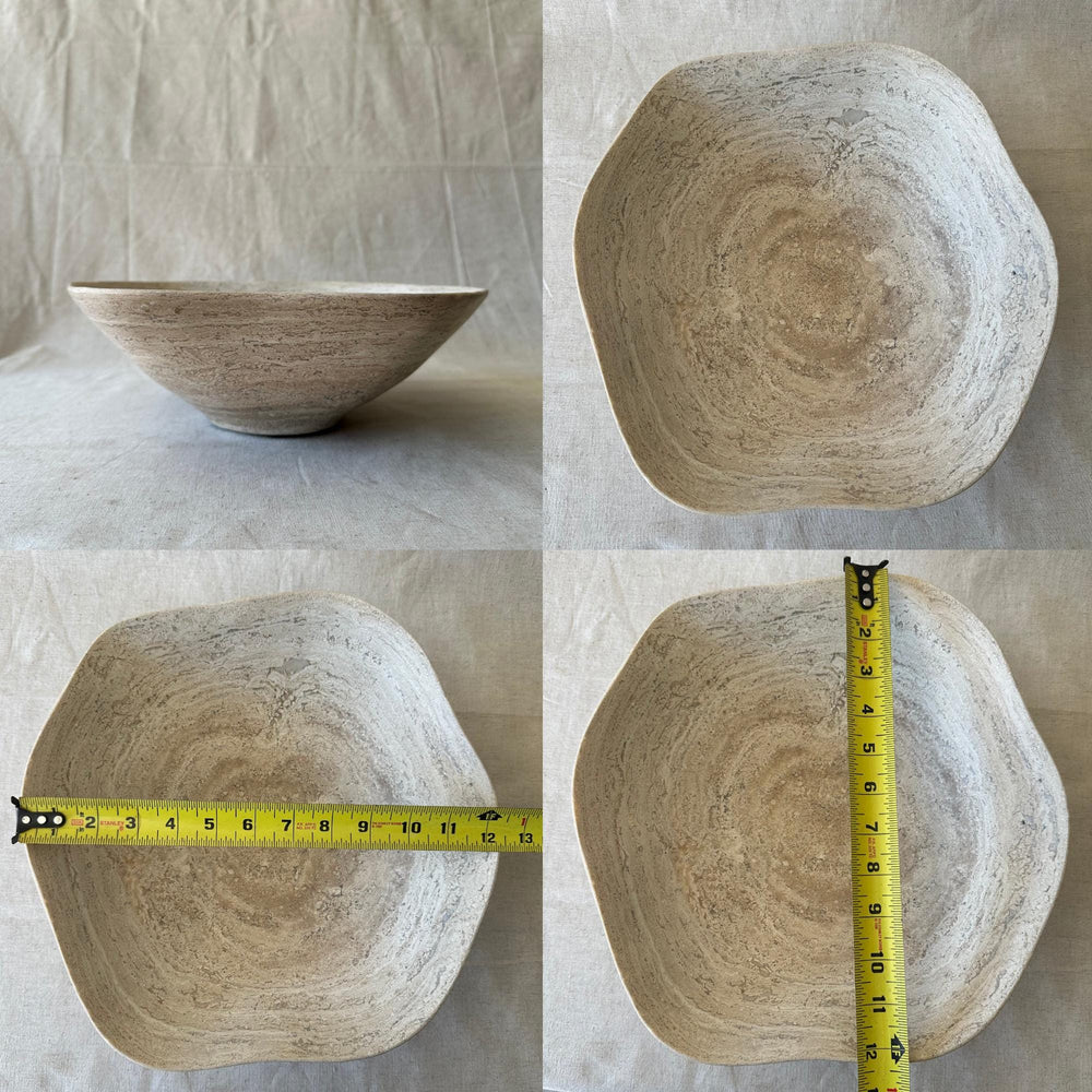 Luxury Marble or Travertine Bowl – Irregular Natural Stone Centerpiece | Handmade Matte Decorative Bowl