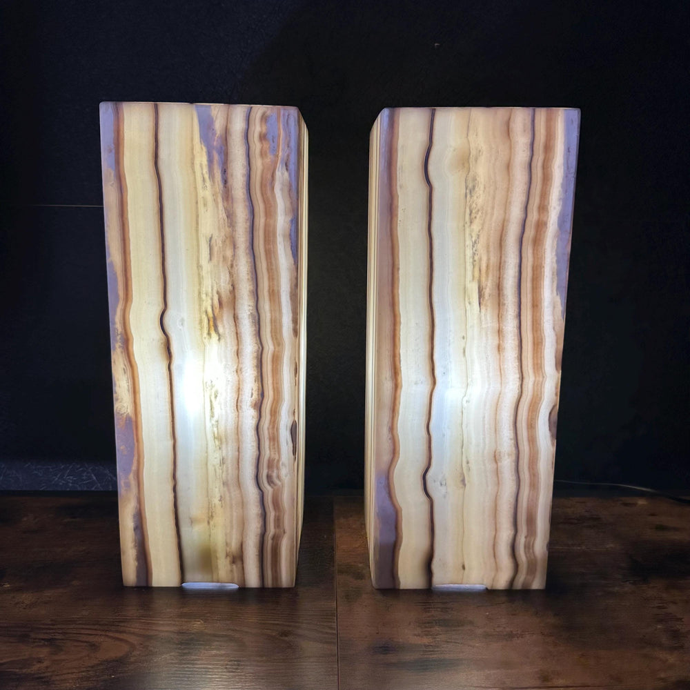 Handmade Pair of Onyx Table Lamps | Luxury Bedside Table Lamp | High End Bedside Decor | Modern Elegant Home Lighting