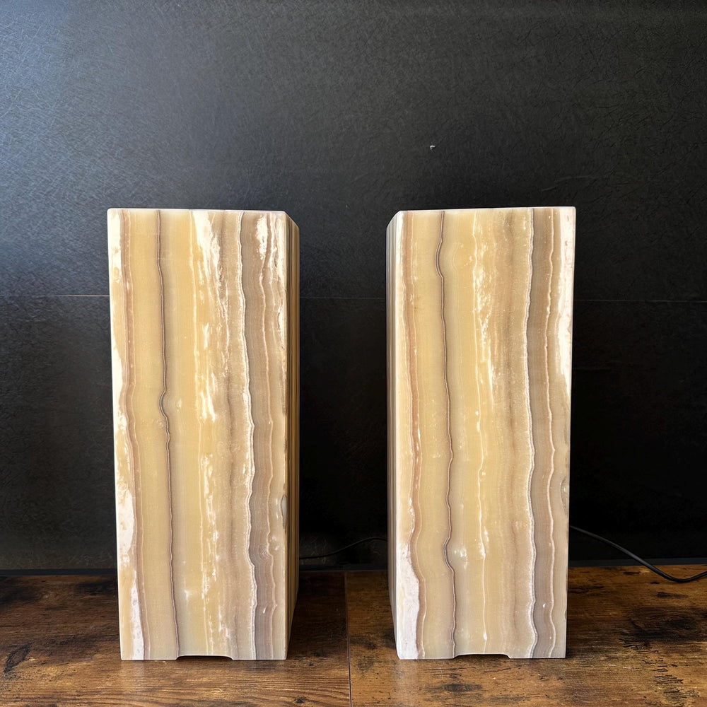 Handmade Pair of Onyx Table Lamps | Luxury Bedside Table Lamp | High End Bedside Decor | Modern Elegant Home Lighting