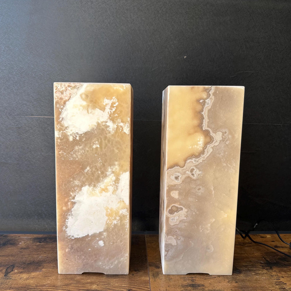 Handmade Pair of Onyx Table Lamps | Luxury Bedside Table Lamp | High End Bedside Decor | Modern Elegant Home Lighting