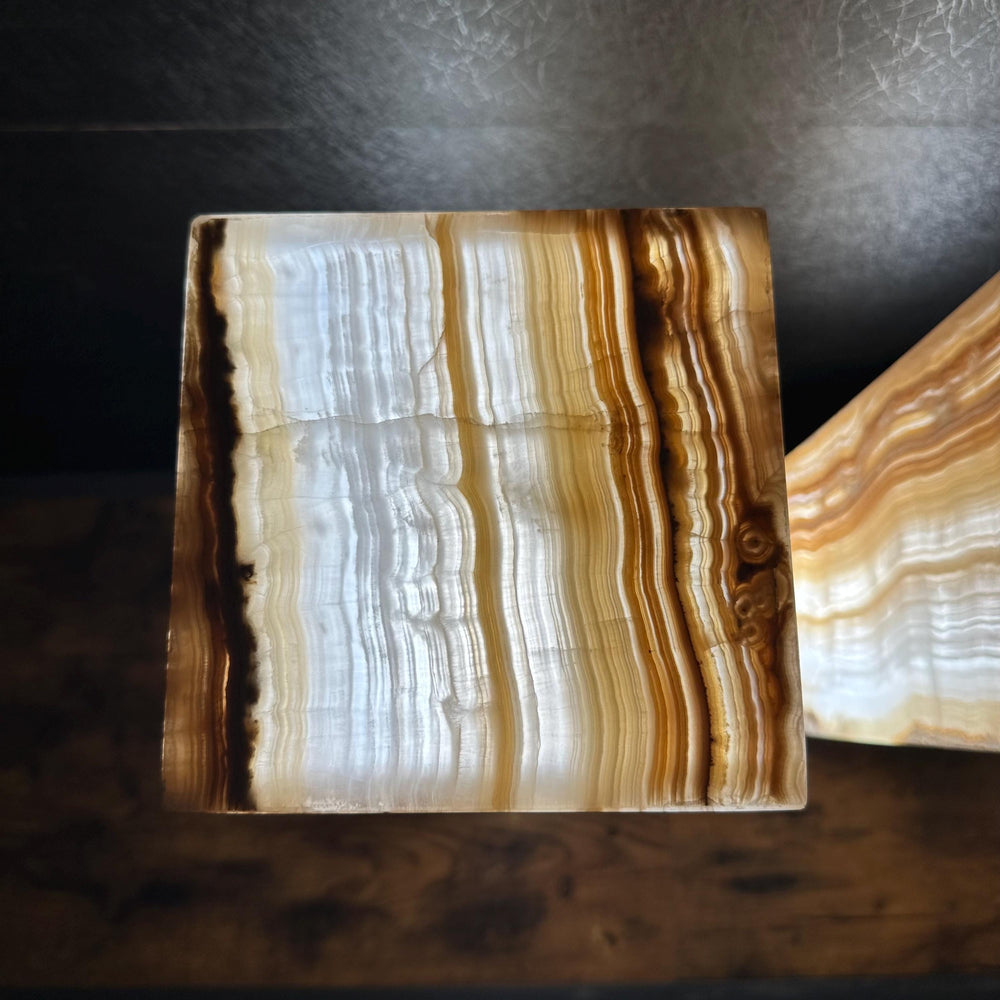 Handmade Pair of Onyx Table Lamps | Luxury Bedside Table Lamp | High End Bedside Decor | Modern Elegant Home Lighting | Earthy Decor