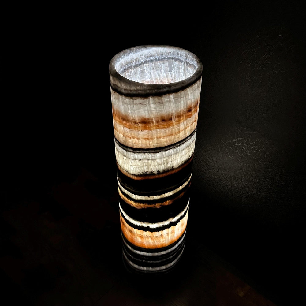 Handmade Banded Onyx Table Lamp | Luxury Bedside Table Lamp | High End Housewarming Gift | Healing Crystal Decor