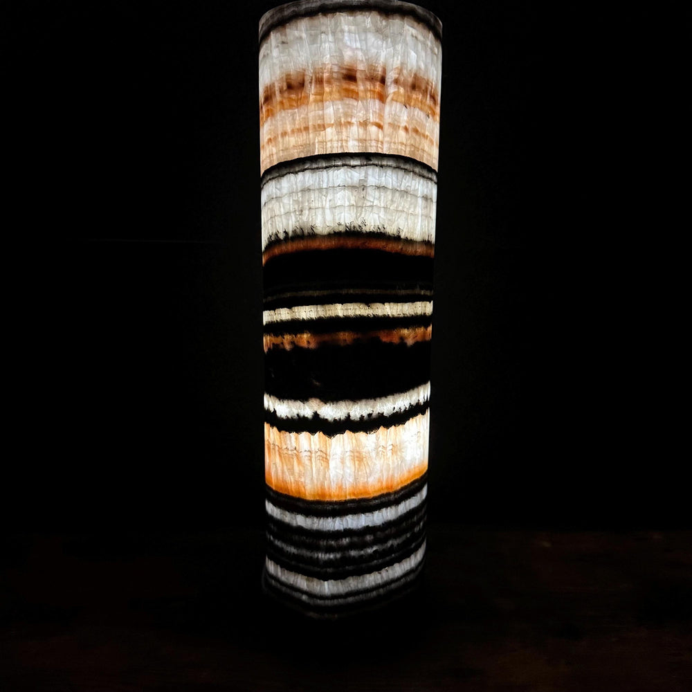 Handmade Banded Onyx Table Lamp | Luxury Bedside Table Lamp | High End Housewarming Gift | Healing Crystal Decor