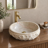 Handmade Travertine Stone Vessel Sink | Natural Rock Bathroom Sink | Rustic Modern Vanity Basin | One of a Kind Stone Sink | Wabi Sabi