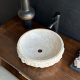Handmade Travertine Stone Vessel Sink | Natural Rock Bathroom Sink | Rustic Modern Vanity Basin | One of a Kind Stone Sink | Wabi Sabi