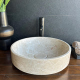 Handmade Beige Marble Vessel Sink | Natural Stone Bathroom Sink | Luxury Vanity Basin | Wabi Sabi