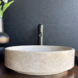 Handmade Beige Marble Vessel Sink | Natural Stone Bathroom Sink | Luxury Vanity Basin | Wabi Sabi
