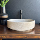 Handmade Beige Marble Vessel Sink | Natural Stone Bathroom Sink | Luxury Vanity Basin | Wabi Sabi