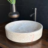 Handmade Beige Marble Vessel Sink | Natural Stone Bathroom Sink | Luxury Vanity Basin | Wabi Sabi