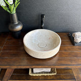 Handmade Beige Marble Vessel Sink | Natural Stone Bathroom Sink | Luxury Vanity Basin | Wabi Sabi