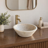 Handmade Travertine Stone Vessel Sink | Natural Rock Bathroom Sink | Modern Vanity Basin | One of a Kind Sink | Wabi Sabi