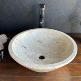 Handmade Travertine Stone Vessel Sink | Natural Rock Bathroom Sink | Modern Vanity Basin | One of a Kind Sink | Wabi Sabi
