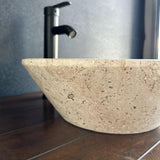 Handmade Travertine Stone Vessel Sink | Natural Rock Bathroom Sink | Modern Vanity Basin | One of a Kind Sink | Wabi Sabi
