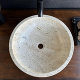 Handmade Travertine Stone Vessel Sink | Natural Rock Bathroom Sink | Modern Vanity Basin | One of a Kind Sink | Wabi Sabi