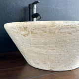 Handmade Travertine Stone Vessel Sink | Natural Rock Bathroom Sink | Modern Vanity Basin | One of a Kind Sink | Wabi Sabi