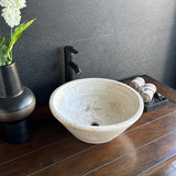 Handmade Travertine Stone Vessel Sink | Natural Rock Bathroom Sink | Modern Vanity Basin | One of a Kind Sink | Wabi Sabi