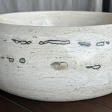 Travertine Round Vessel Sink, Natural Handcrafted Stone Bathroom Basin, Luxury Modern Vanity Sink