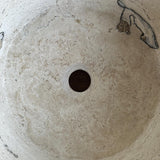Travertine Round Vessel Sink, Natural Handcrafted Stone Bathroom Basin, Luxury Modern Vanity Sink