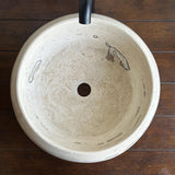Travertine Round Vessel Sink, Natural Handcrafted Stone Bathroom Basin, Luxury Modern Vanity Sink