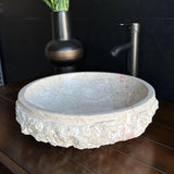 Handmade Travertine Stone Vessel Sink | Natural Rock Bathroom Sink | Rustic Modern Vanity Basin | One of a Kind Stone Sink | Wabi Sabi