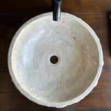 Handmade Travertine Stone Vessel Sink | Natural Rock Bathroom Sink | Rustic Modern Vanity Basin | One of a Kind Stone Sink | Wabi Sabi